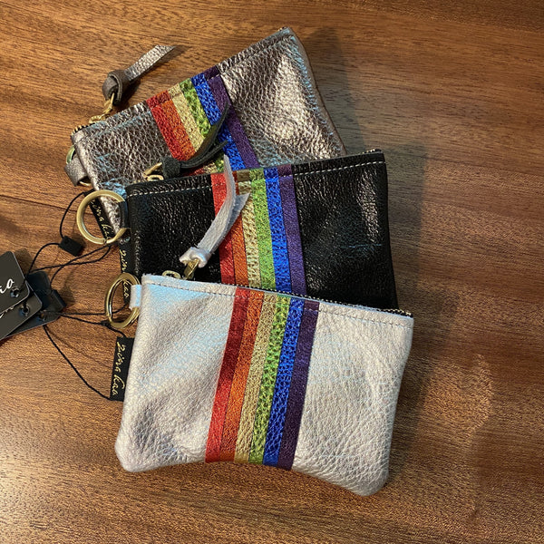 Metallic Leather Rainbow Zip Pouches