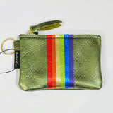 Metallic Leather Rainbow Zip Pouches