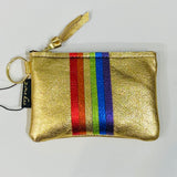 Metallic Leather Rainbow Zip Pouches