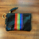 Metallic Leather Rainbow Zip Pouches